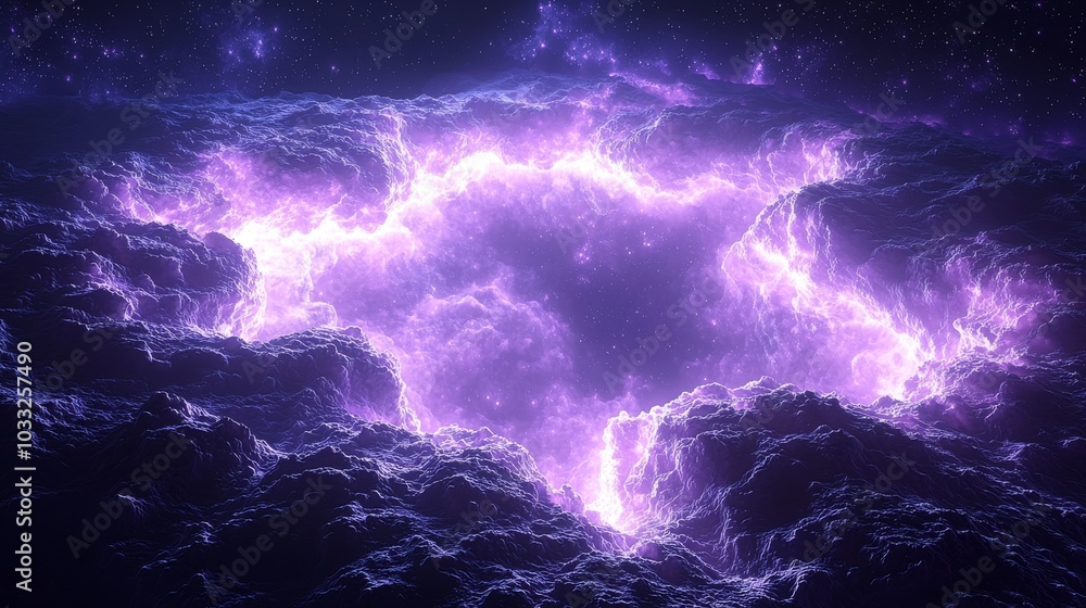 Fototapeta premium Abstract Purple Glowing Nebula In Space