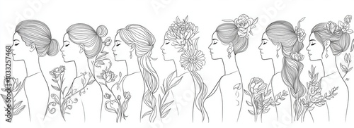 Artistic Representations of Women with Flowers in Their Hair