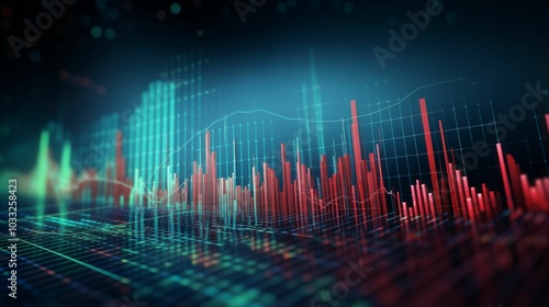 Abstract business background, stock market graph, digital data chart, technology. Generative ai