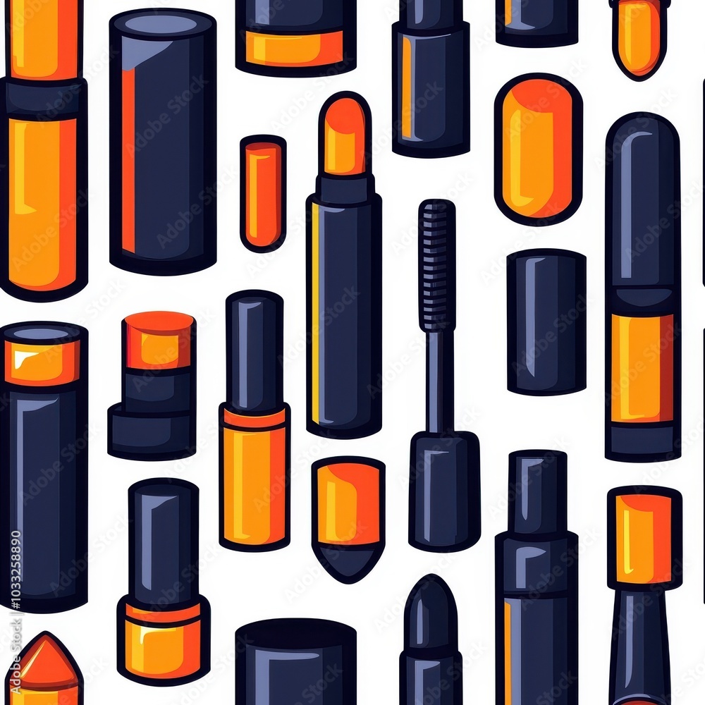 Obraz premium Flat style seamless mascara pattern, isolated on white background.
