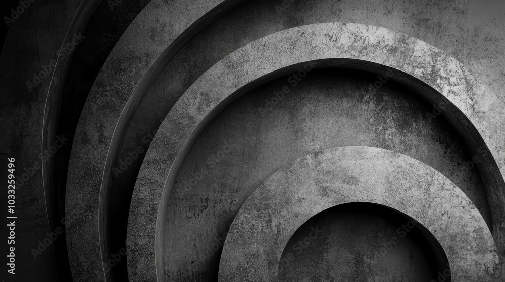 A visually striking monochromatic design featuring layered circular elements, showcasing textured surfaces and geometric patterns. A visually striking monochromatic design featuring layered circular elements, showcasing textured surfaces and geometric patterns.