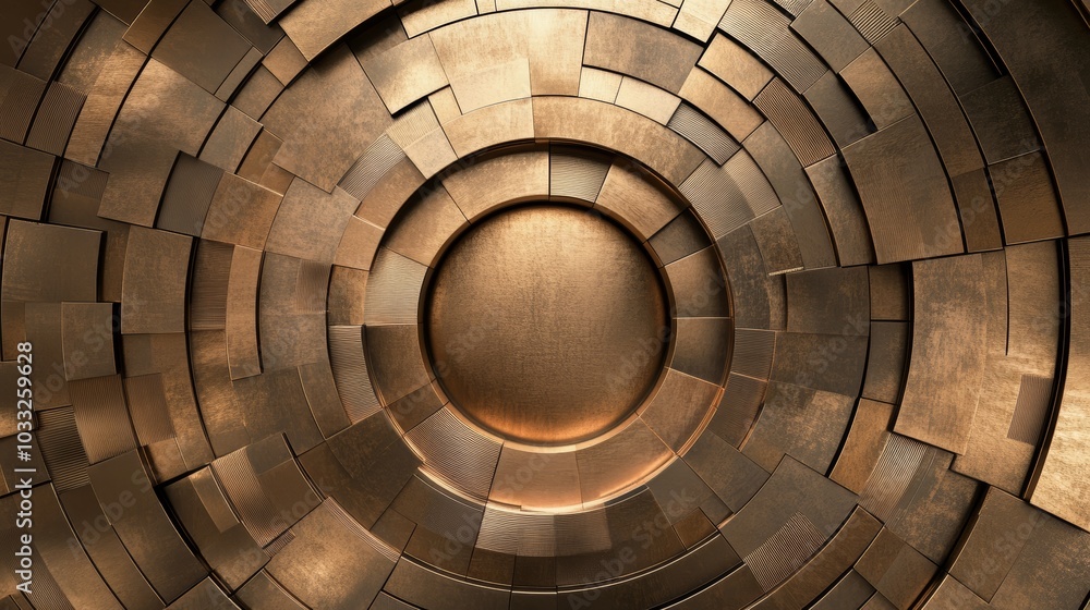 A circular, textured design featuring concentric rings of bronze tones, creating an intricate and visually engaging pattern. A circular, textured design featuring concentric rings of bronze tones, creating an intricate and visually engaging pattern.