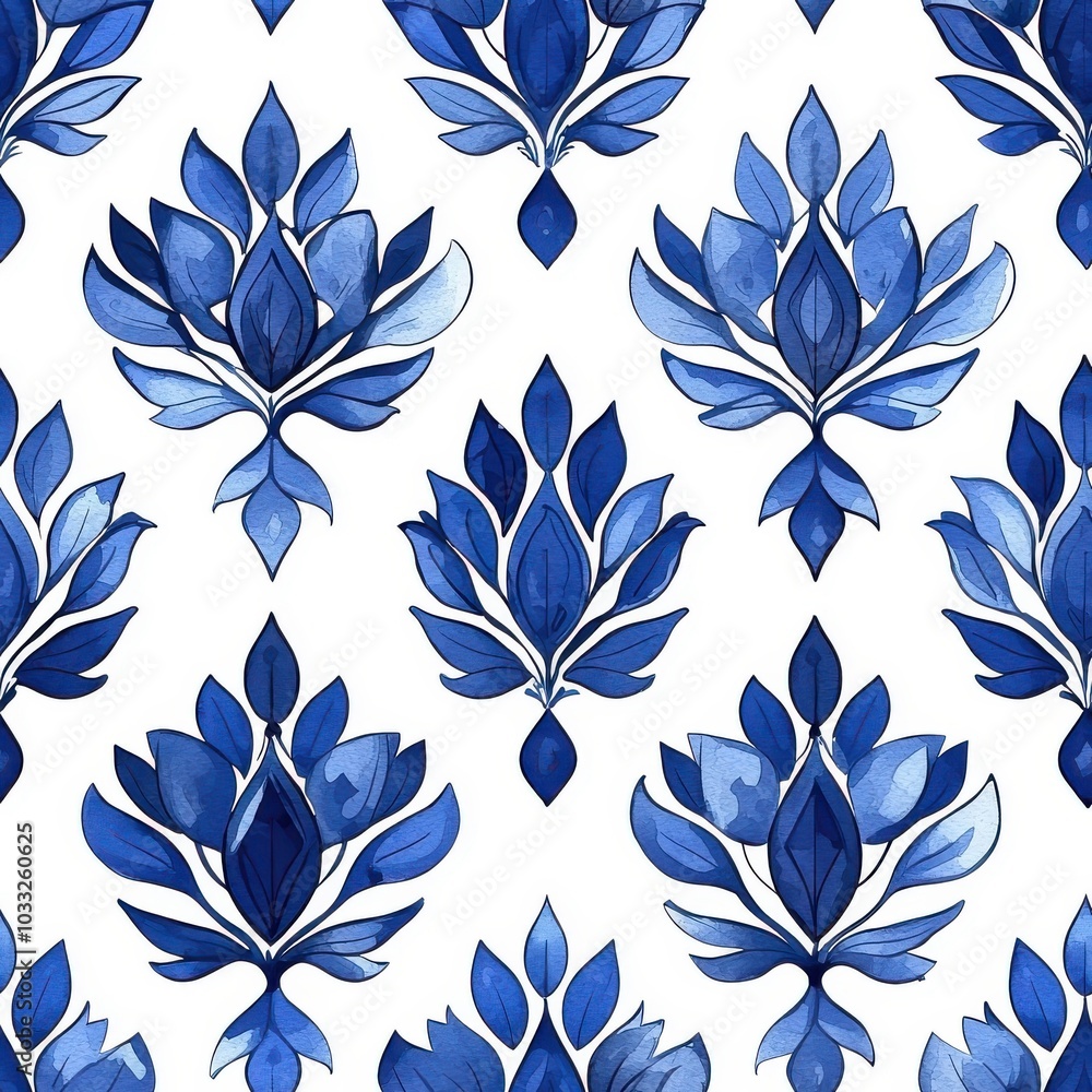 Watercolor style seamless sapphire pattern, isolated on a white background. Watercolor style seamless sapphire pattern, isolated on a white background.