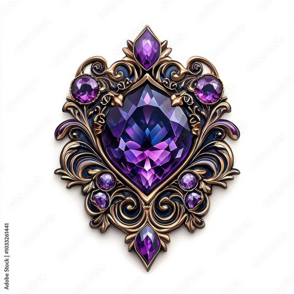 Art Nouveau style amethyst, isolated on a white background. Art Nouveau style amethyst, isolated on a white background.