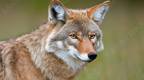 Wild Coyote Portrait Close up of Furry Face with Keen Eyes