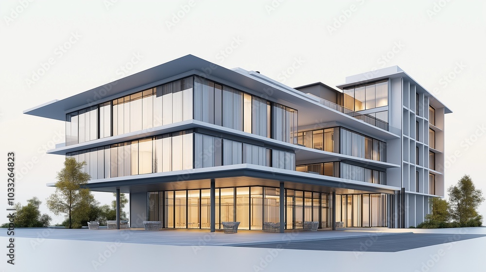 Fototapeta premium A modern sleek minimalist two-story house.