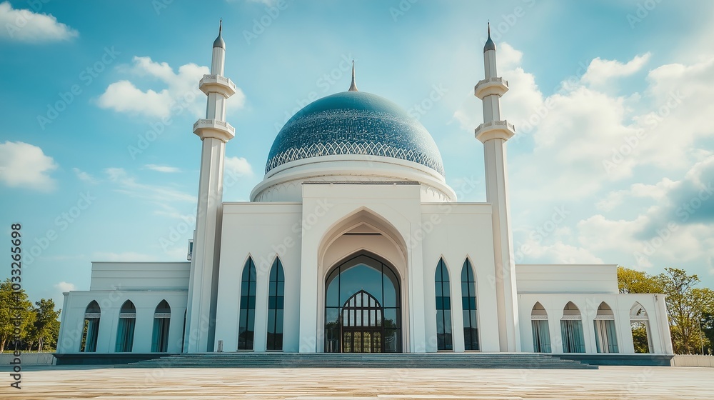 Fototapeta premium A modern majestic white mosque.