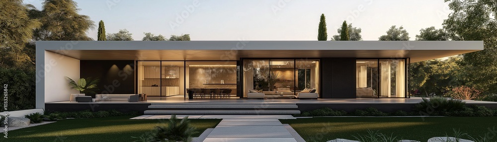 A modern sleek minimalist two-story house. A modern sleek minimalist two-story house.