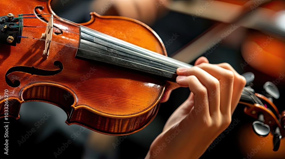Fototapeta premium Close-up of a Musician's Hand Holding a Violin