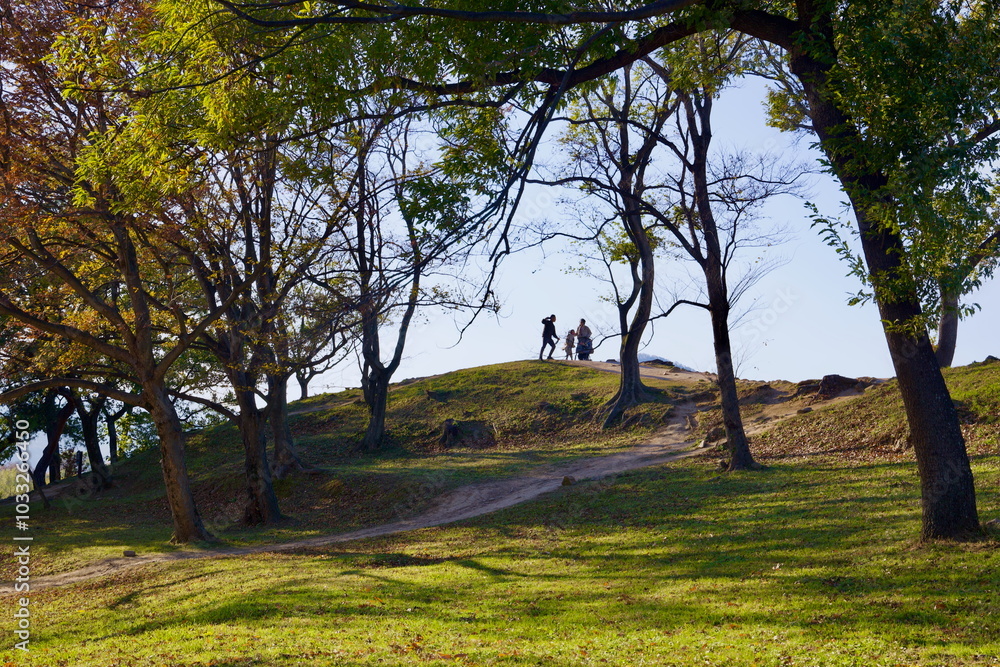People on Ridge Overlooking Cheomseongdae Park People on Ridge Overlooking Cheomseongdae Park