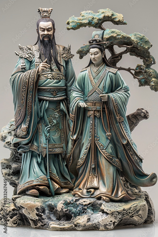 Ink and Watercolor Painting: Depicting Traditional Chinese Figures. Ink and Watercolor Painting: Depicting Traditional Chinese Figures.