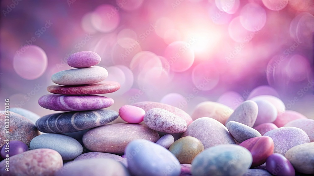 A Balanced Stack of Smooth Stones in a Pastel Hue, a Subtle Symphony of Nature's Serenity and Delicate Beauty A Balanced Stack of Smooth Stones in a Pastel Hue, a Subtle Symphony of Nature's Serenity and Delicate Beauty