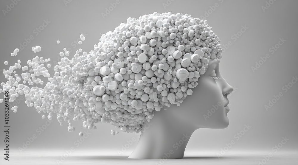 Pharmaceutical Brain: A Creative Representation of a Brain Made from White Pills Pharmaceutical Brain: A Creative Representation of a Brain Made from White Pills