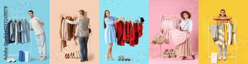 Set of stylists near racks ...