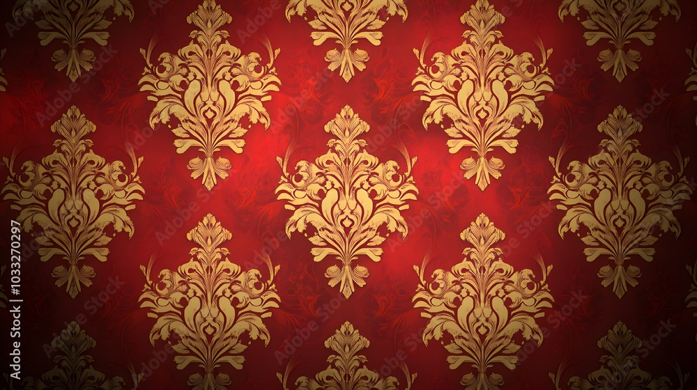 Red and Gold Damask Pattern Wallpaper Background Texture Red and Gold Damask Pattern Wallpaper Background Texture