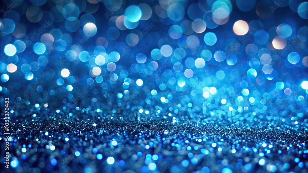 Blue glittering particles and bokeh background with a tilted angle Blue glittering particles and bokeh background with a tilted angle