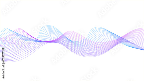 Abstract background with blue and purple wave lines on white.wave lines smooth flowing dynamic blue purple pink gradient isolated on white background	