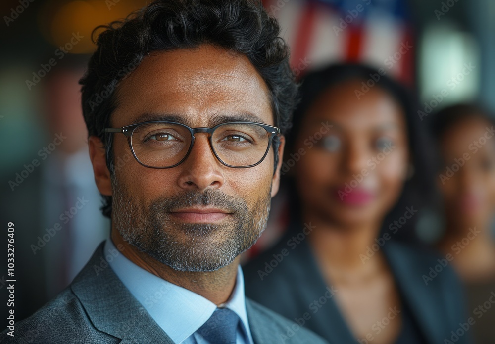Professional Focus: A Man with Glasses Looking Confident and Determined Professional Focus: A Man with Glasses Looking Confident and Determined