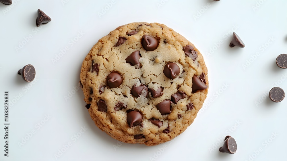 Chocolate chip cookie on white. Chocolate chip cookie on white.