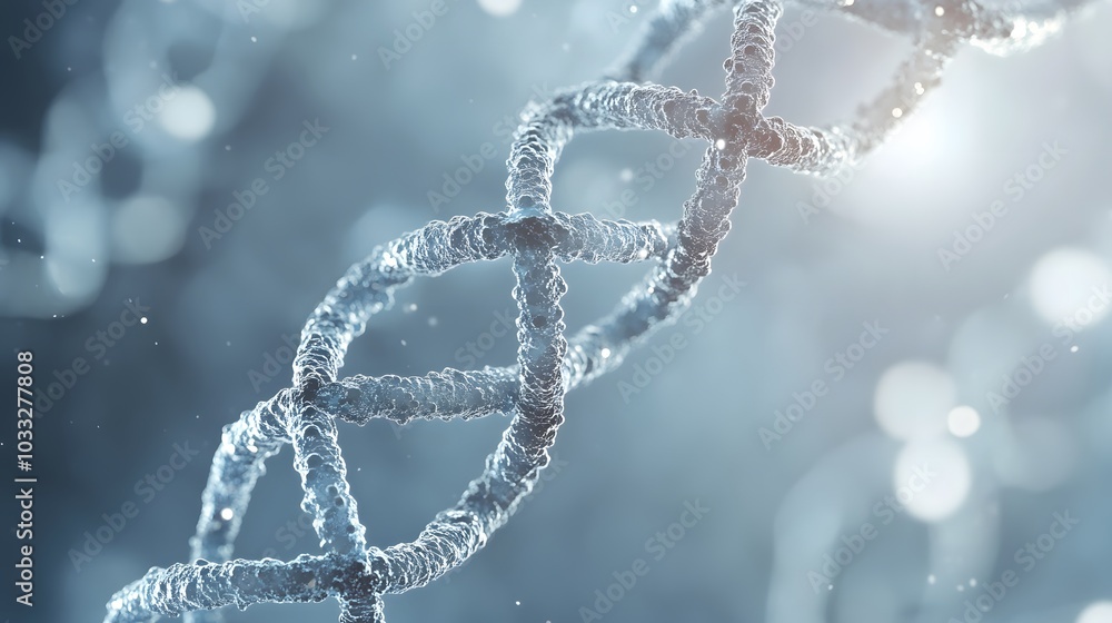 Close-up of a Double Helix DNA Strand with a Blurred Background Close-up of a Double Helix DNA Strand with a Blurred Background