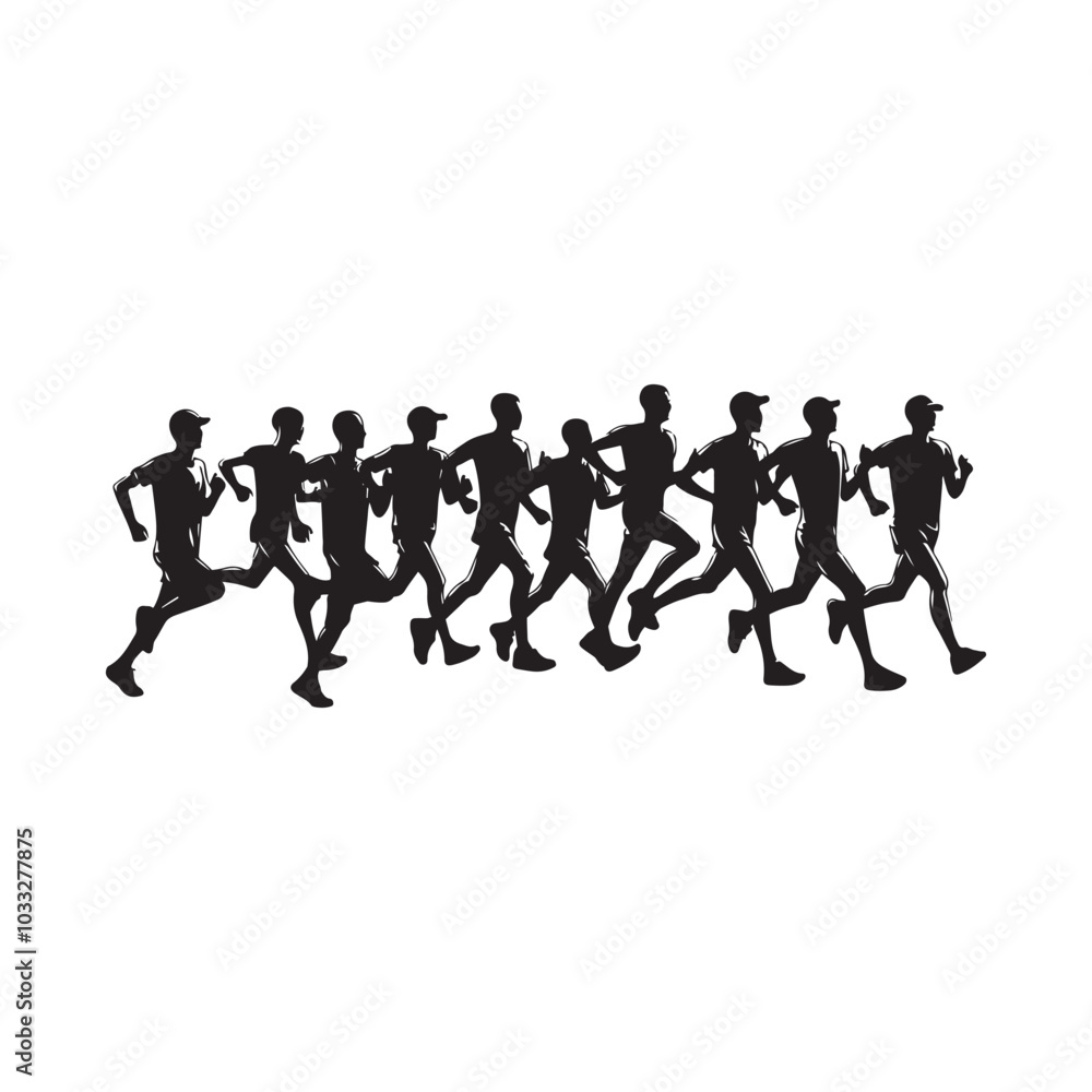 marathon run vector silhouette , side view of vector runner silhouette marathon run vector silhouette , side view of vector runner silhouette