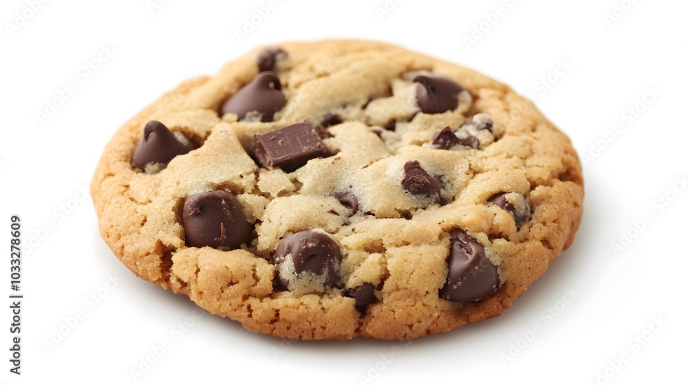 Chocolate chip cookie on white. Chocolate chip cookie on white.