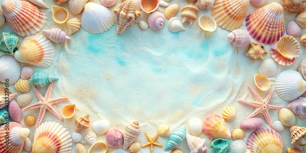 Pastel colored seashell frame background wallpaper Pastel colored seashell frame background wallpaper