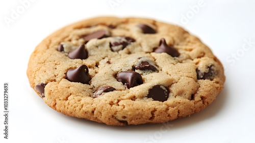 Chocolate chip cookie on white. 