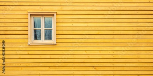 Pastel yellow wooden wall texture background with window of house