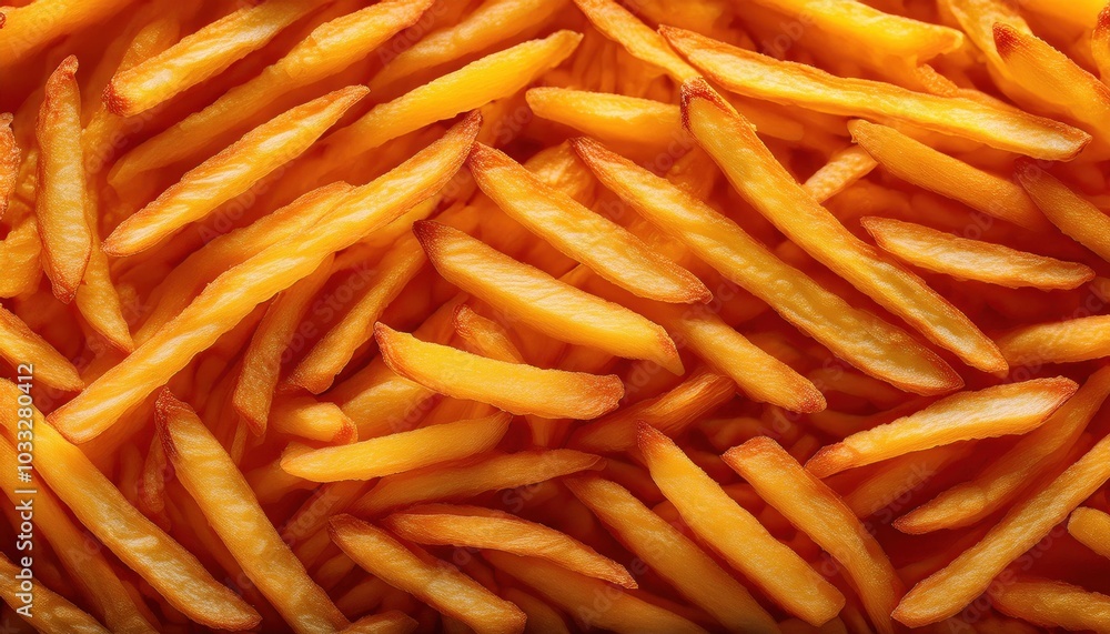 Macro Shot of Perfectly Golden Crispy French Fries. Ideal for Fast Food Branding, Restaurant Menus, or Advertising Campaigns Highlighting Freshly Fried, Salty, and Delicious Potato Snacks Macro Shot of Perfectly Golden Crispy French Fries. Ideal for Fast Food Branding, Restaurant Menus, or Advertising Campaigns Highlighting Freshly Fried, Salty, and Delicious Potato Snacks