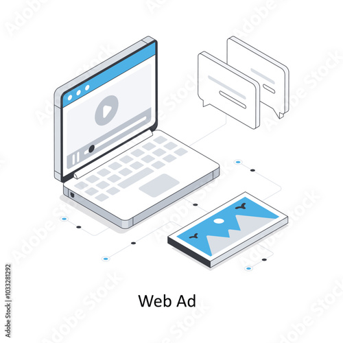 Web Ad isometric stock illustration. EPS File stock illustration