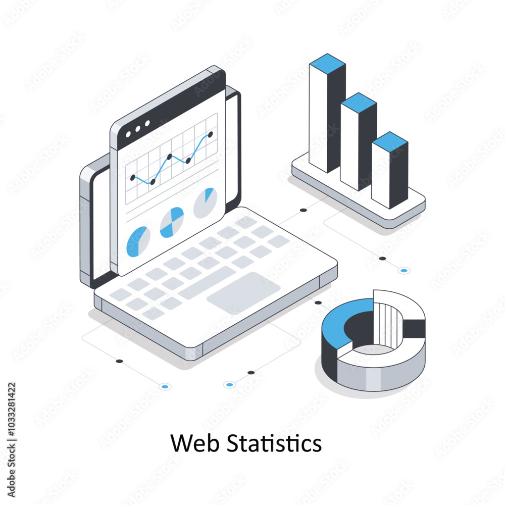 Web Statistics isometric stock illustration. EPS File stock illustration Web Statistics isometric stock illustration. EPS File stock illustration
