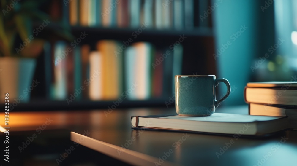 Cozy Reading Nook with Coffee and Books Cozy Reading Nook with Coffee and Books