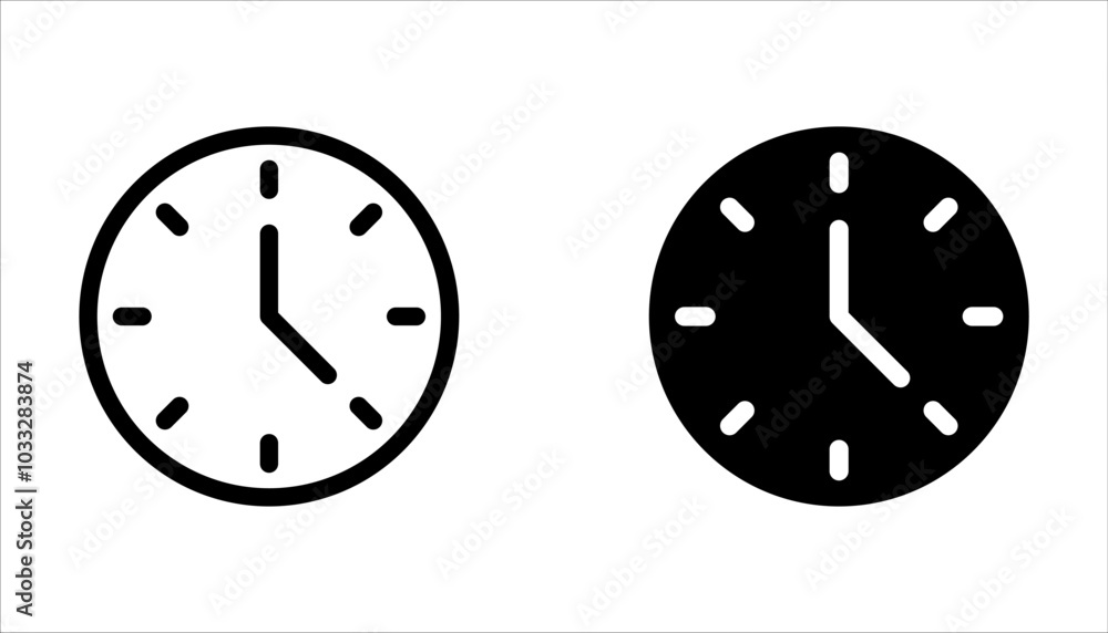 Clock icon set. Time icon vector. watch icon symbol on white background Clock icon set. Time icon vector. watch icon symbol on white background