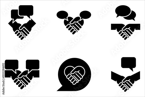 deal handshake speech bubble icon set on white background