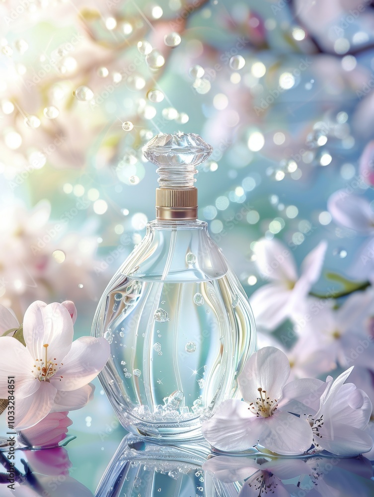 Elegant Crystal Perfume Bottle with Blossoms Elegant Crystal Perfume Bottle with Blossoms