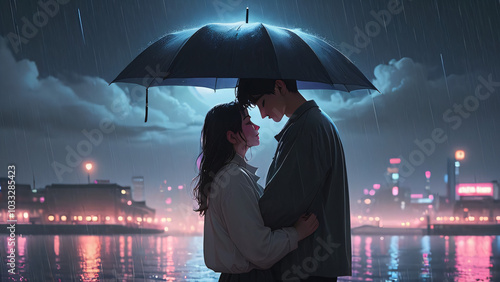 lofi couple night love rain moon passion