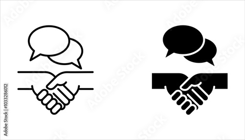 Tableau sur toile deal handshake speech bubble icon set on white background