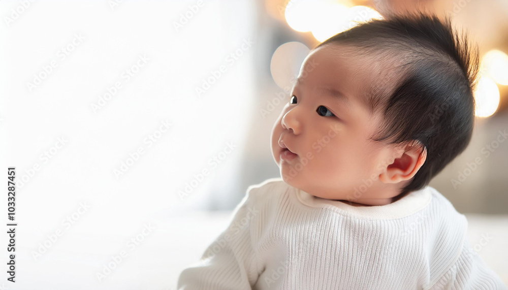 何かを見ている赤ちゃん 何かを見ている赤ちゃん