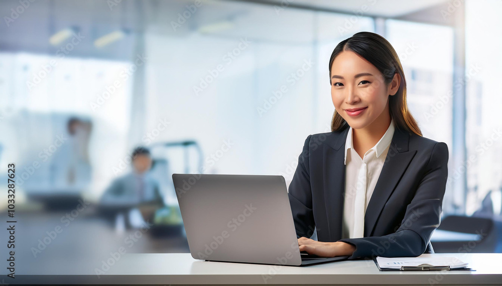 オフィスで作業をする女性 オフィスで作業をする女性