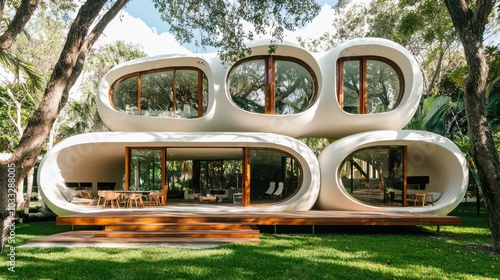 Modern organic architecture blending with nature
