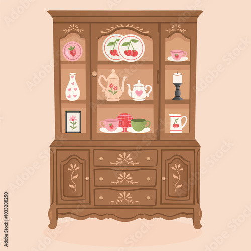 cupboard furniture made of wood vector illustration