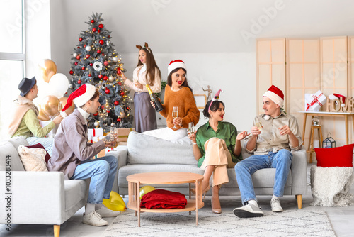 Group of friends with champ...