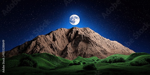 Full Moon Over Tehachapi Mountains Night Sky Landscape photo