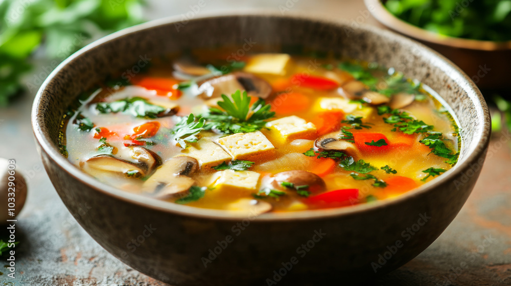 Vegan Tom Yum Soup with Tofu and Vegetables Vegan Tom Yum Soup with Tofu and Vegetables