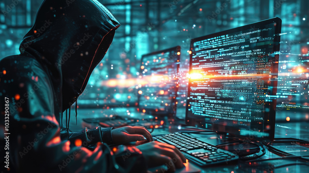 Fototapeta premium Personal Data Theft: Threats in Cyber Attacks