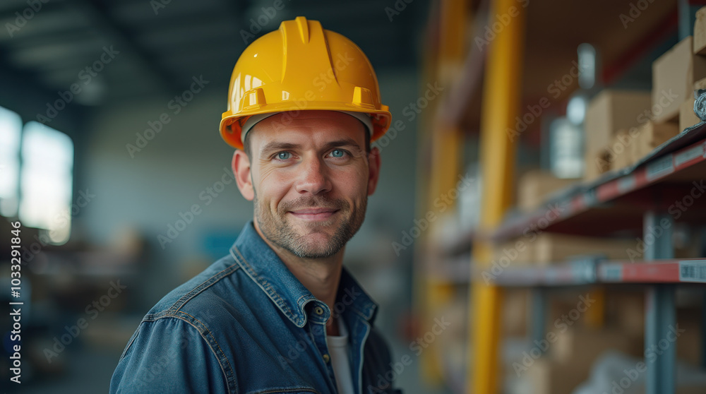 Portrait of Construction Worker in Hard Hat – Professional, Determined, and Hardworking Labor Force in Industrial Setting Portrait of Construction Worker in Hard Hat – Professional, Determined, and Hardworking Labor Force in Industrial Setting