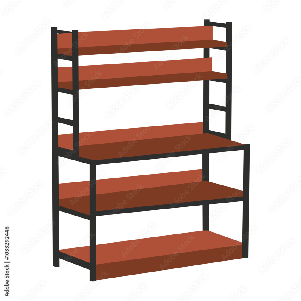 Vector illustration of a steel shelf rack, perfect for storage and organization solutions in warehouses. Vector illustration of a steel shelf rack, perfect for storage and organization solutions in warehouses.