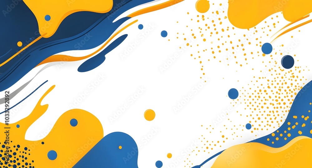 Background design with yellow and blue abstract shapes, on a white background, with a splash effect and graphic elements Background design with yellow and blue abstract shapes, on a white background, with a splash effect and graphic elements