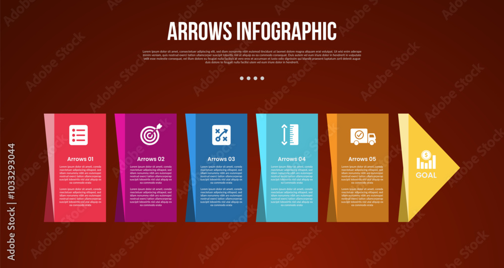 arrows template infographic with creative box vertical on horizontal direction with 5 point with dark style for slide presentation arrows template infographic with creative box vertical on horizontal direction with 5 point with dark style for slide presentation